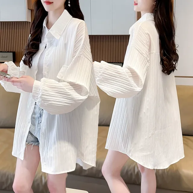 大码女装胖mm薄款衬衫2024夏季新款韩版宽松百搭外穿防晒上衣外套