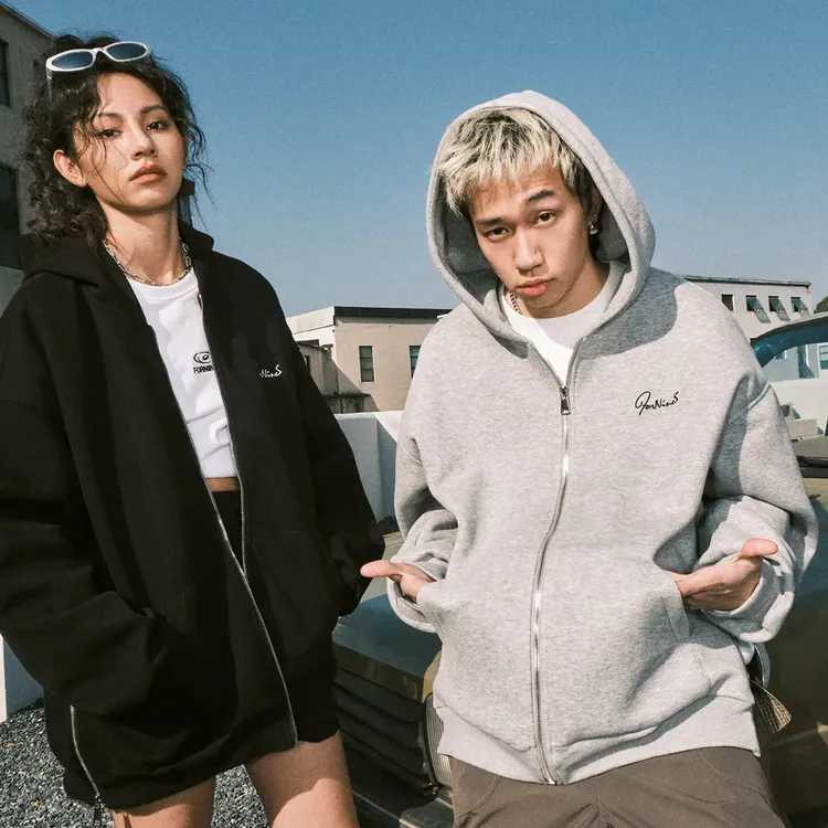 赵让袁一琦同款重磅拉链卫衣男女潮牌连帽开衫情侣春秋美式外套