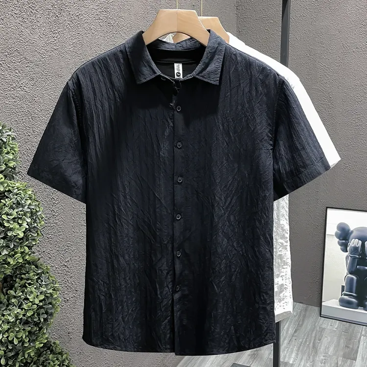 欧货轻奢潮牌2025新款夏季短袖衬衫男高级感简约青年商务半袖衬衣