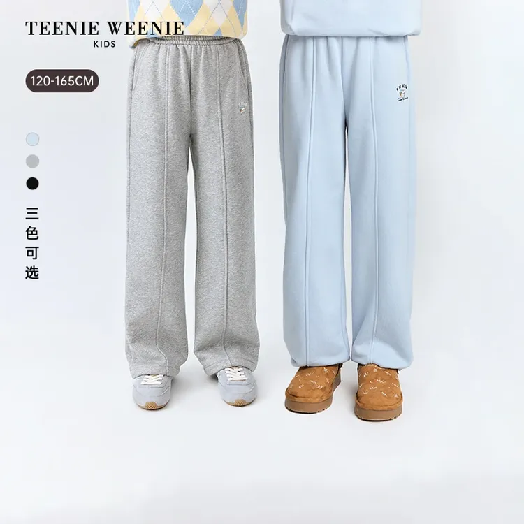 TeenieWeenie Kids小熊童装女童休闲百搭加绒直筒卫裤TKTM258T44I