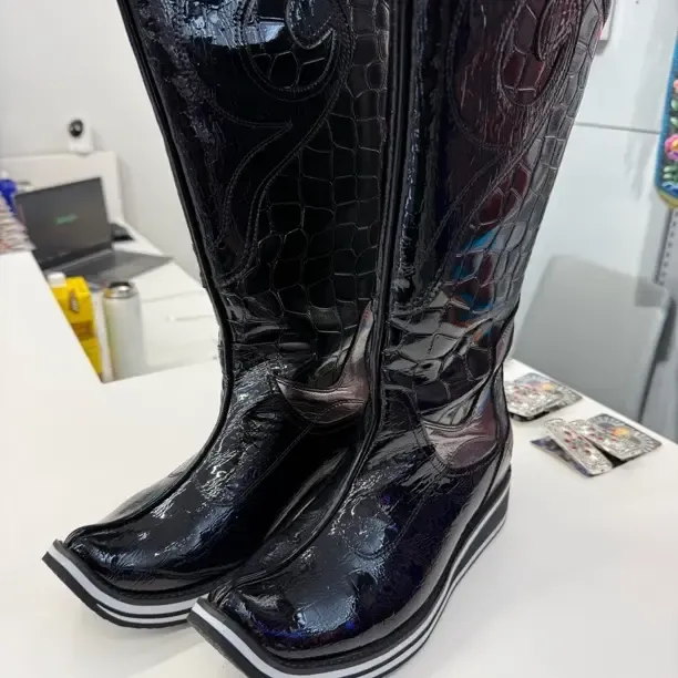 高筒靴高跟时装靴靴子男靴民族风中高筒靴男士