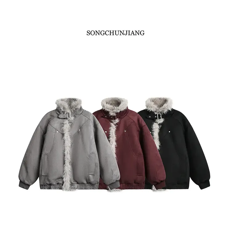 宋春江同款 新款复古座山雕棉衣男女短款cleanfit高级感毛领棉服