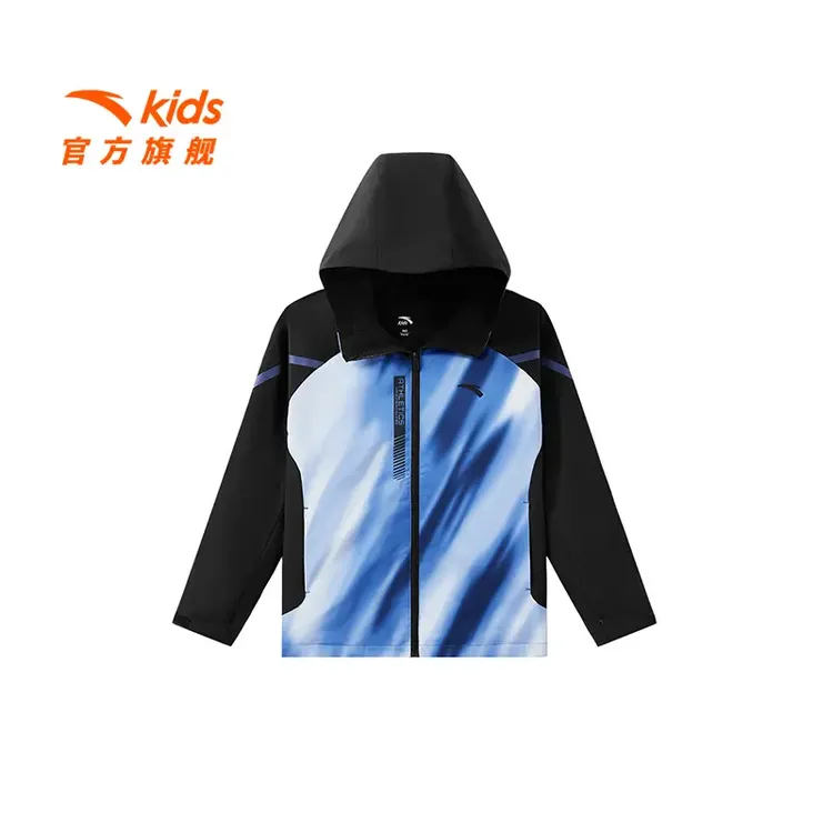 安踏儿童男大童运动舒适青少年防水运动连帽薄外套/352537603-zb