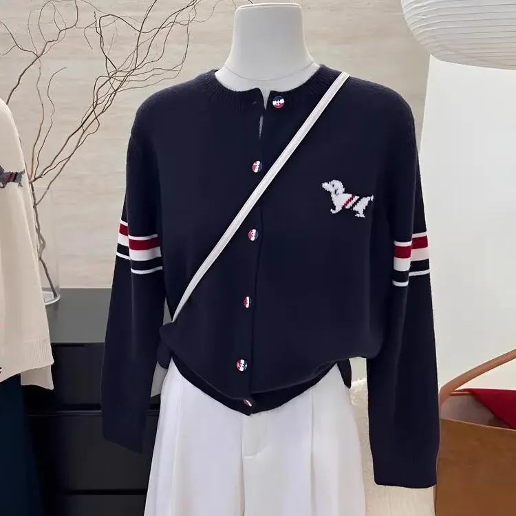 2025春秋季新款拼色针织毛衣外套女韩版时尚百搭休闲开衫针织上衣