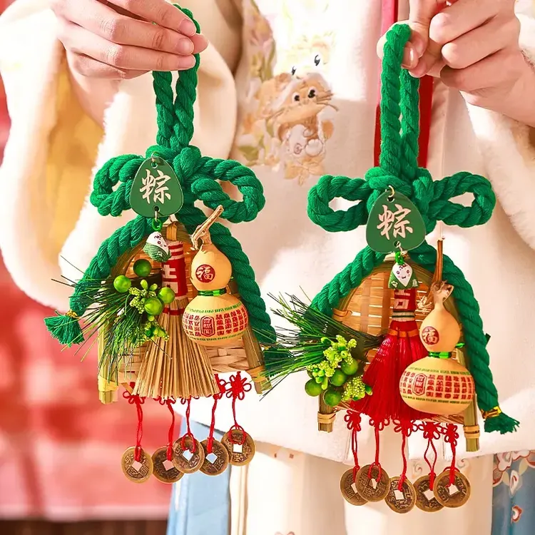 端午节艾草入户大门把手扫帚挂件创意装饰万字结葫芦香包香囊挂饰