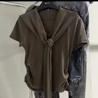 主播自留款均码短袖简约T恤秋季高领女士