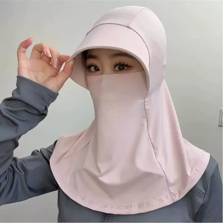 夏季全脸遮阳帽子女防晒帽户外骑行防紫外线防晒面罩透气太阳帽