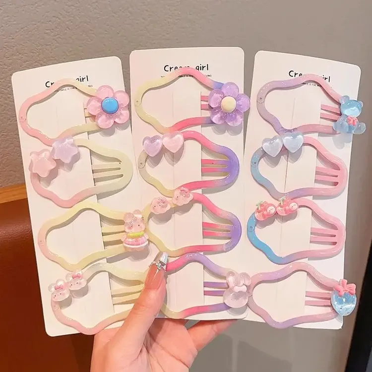 儿童云朵渐变色发夹女镂空侧边夹子刘海夹碎发bb夹后脑勺发卡头饰