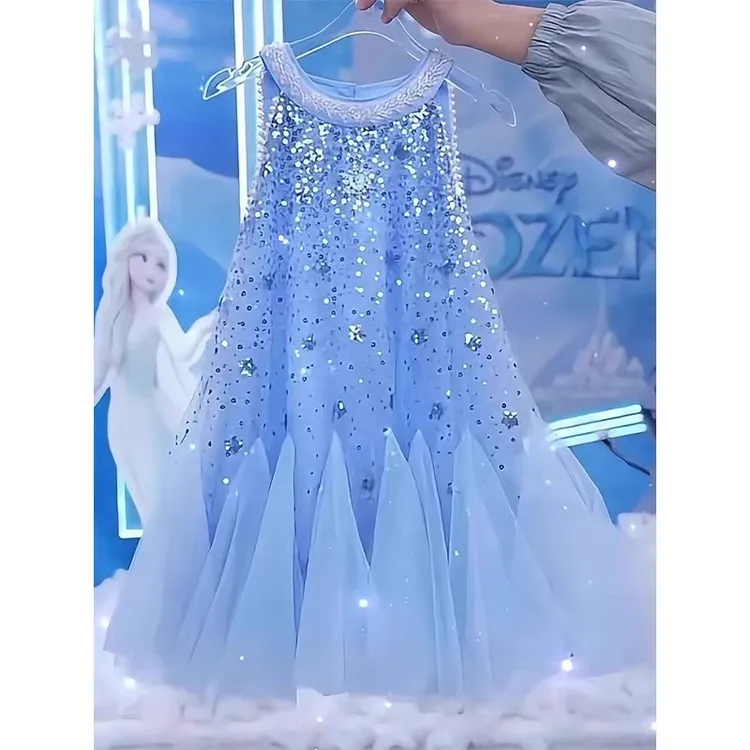 女童爱莎连衣裙夏季2026新款儿童礼服裙子夏装女孩冰雪奇缘公主裙