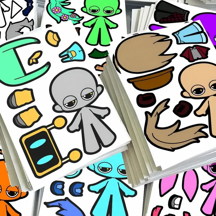 24张节奏盒子换装贴纸Sprunki手工换面装扮女孩益智趣味玩具贴画