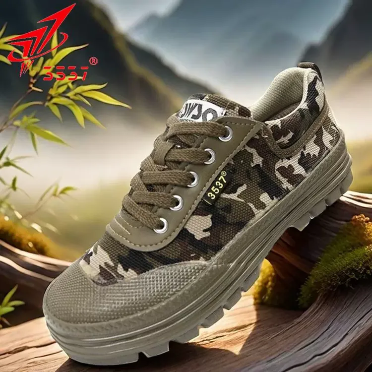 3537解放鞋男耐磨劳保鞋工地胶鞋工作作训工装帆布防滑干活黄胶鞋