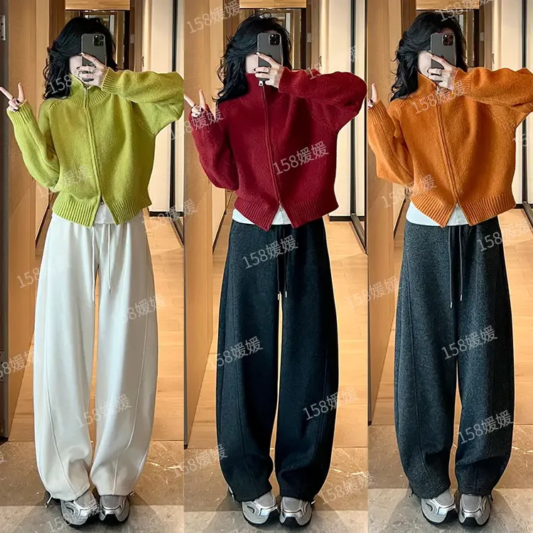 【媛媛专属】羊绒毛呢冬新韩加厚阔腿裤女高腰宽松垂感显瘦弯刀裤