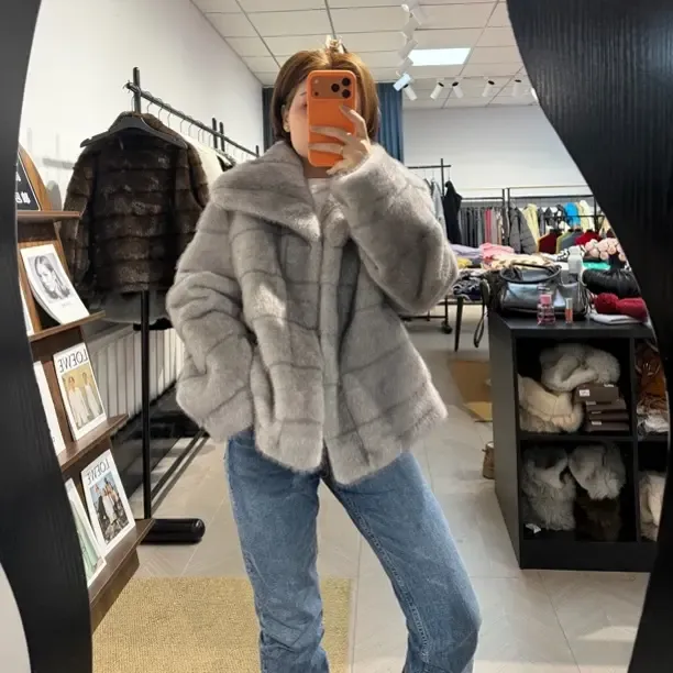 大挽袖龙猫草外套冬季简约风时尚保暖短款上衣