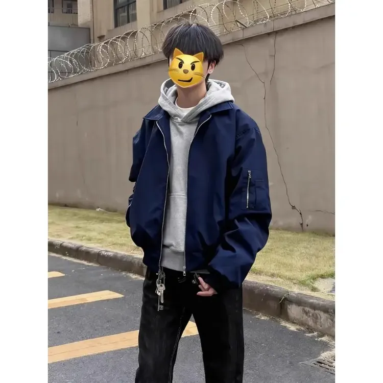 cra藏青色ma1美式飞行夹克男秋季翻领棒球服cleanfit短款工装外套