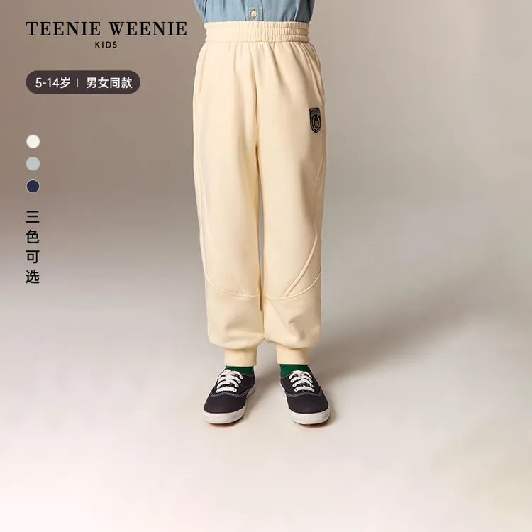 【达人专属】TeenieWeenie Kids小熊童装儿童休闲时尚拼接加绒卫裤TKTM258983I