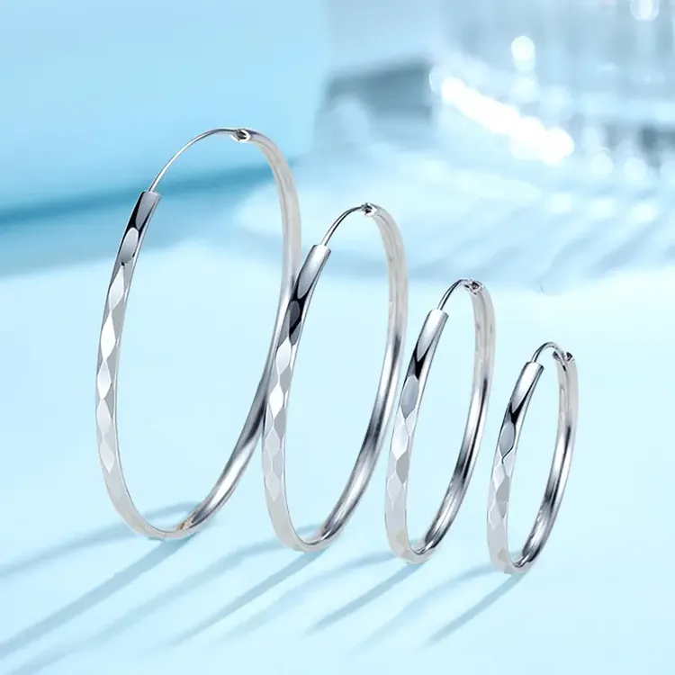 足银耳饰 999老凤银大耳环女士耳圈气质夏天高颜值圆圈圈防过敏