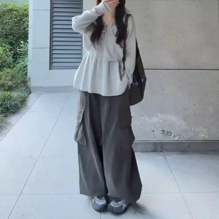 7555秋季新款大码女装时尚显瘦氛围感两件套