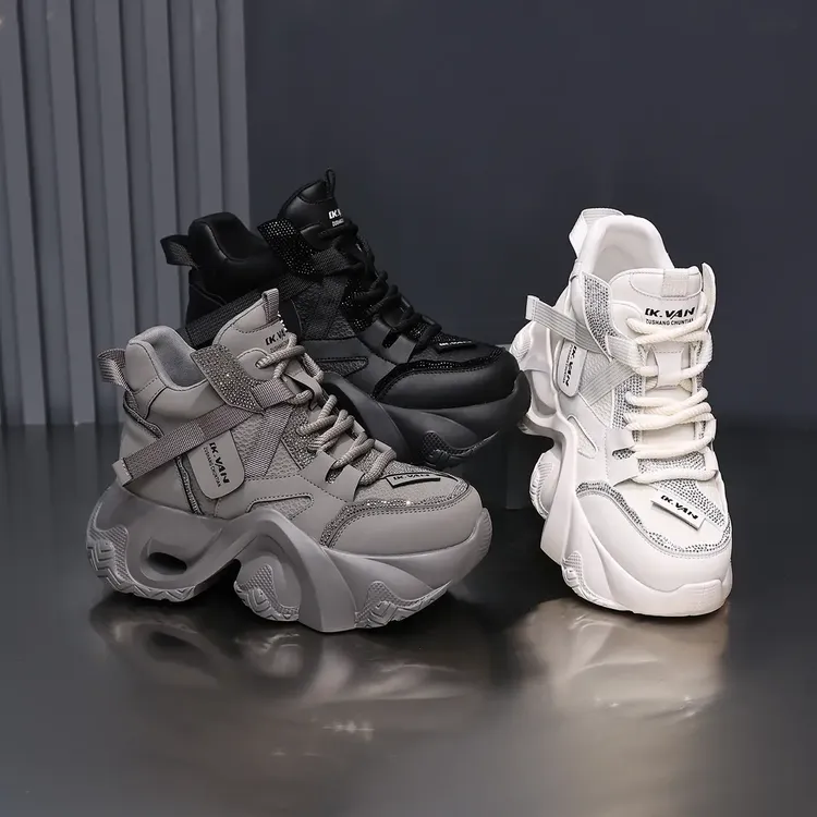 秋季新款透气网红厚底百搭运动休闲增高慢跑老爹女鞋休闲鞋