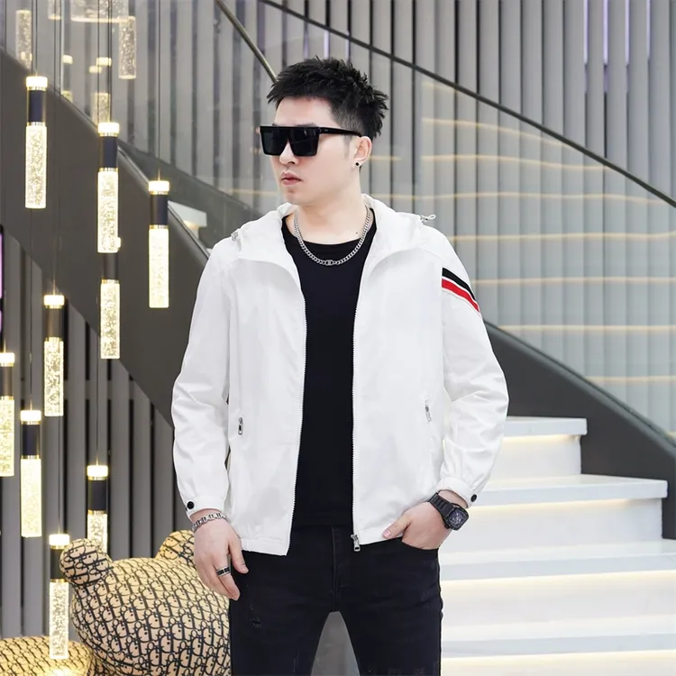 轻奢高端休闲连帽外套男春秋季2025新款潮流帅气百搭男士修身夹克