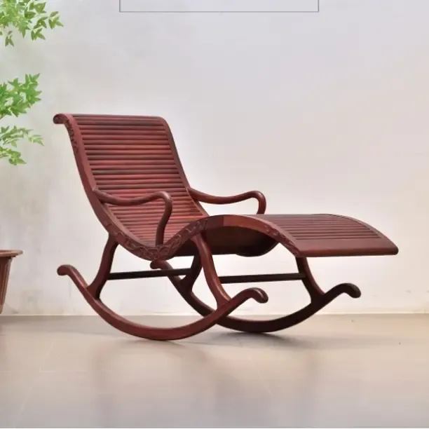 新中式实木榫卯结构摇摇椅家用别墅办公室休闲躺椅家用摇摇椅