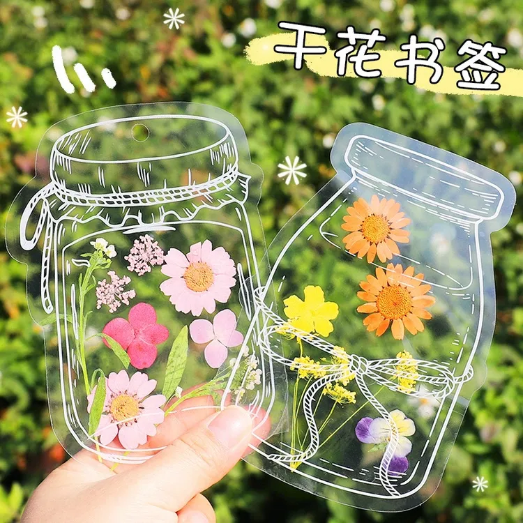 瓶子里的春天干花书签枫叶童年厨房抹布收集册材料透明塑封懒人袋