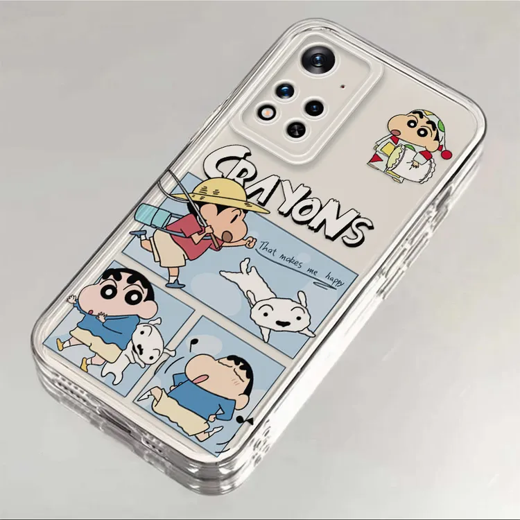 红米note11pro适用手机壳蜡笔小新秋游卡通透明全包硅胶防摔男女