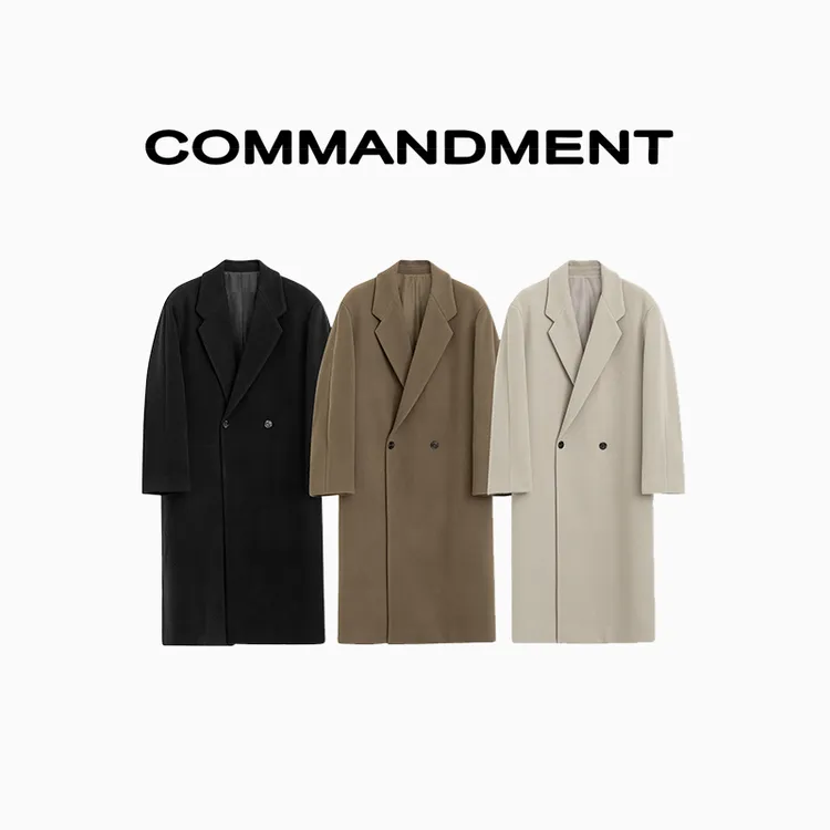 COMMANDMENT 秋冬男士长款风衣呢子韩版潮流外套过膝毛呢大衣外套