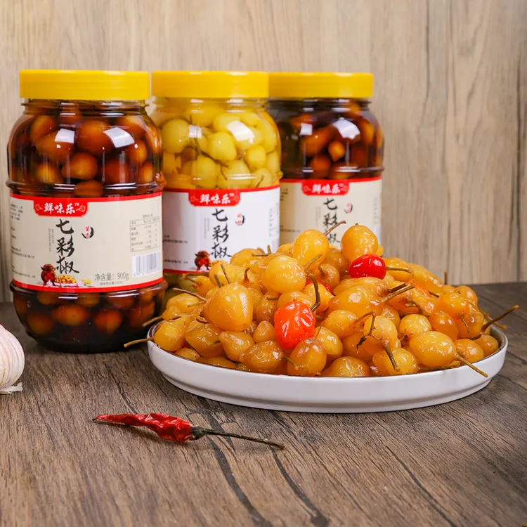 广西特产七彩泡椒酱香爽脆开胃下饭菜灯笼椒五彩椒开盖即食下饭菜