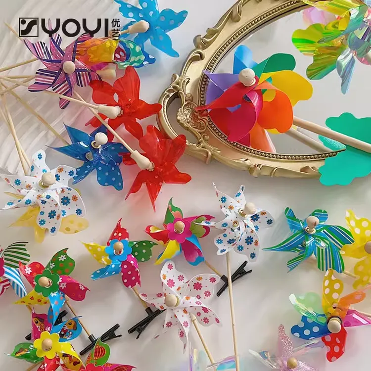 优艺  七彩风车成品风车零食花束搭配炫彩风车装饰DIY插花材料