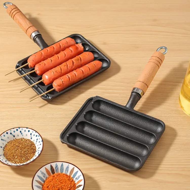 新款铸铁家用烤肠锅烤肠模具烤盘烤鱼豆腐烤章鱼小丸子实用户外