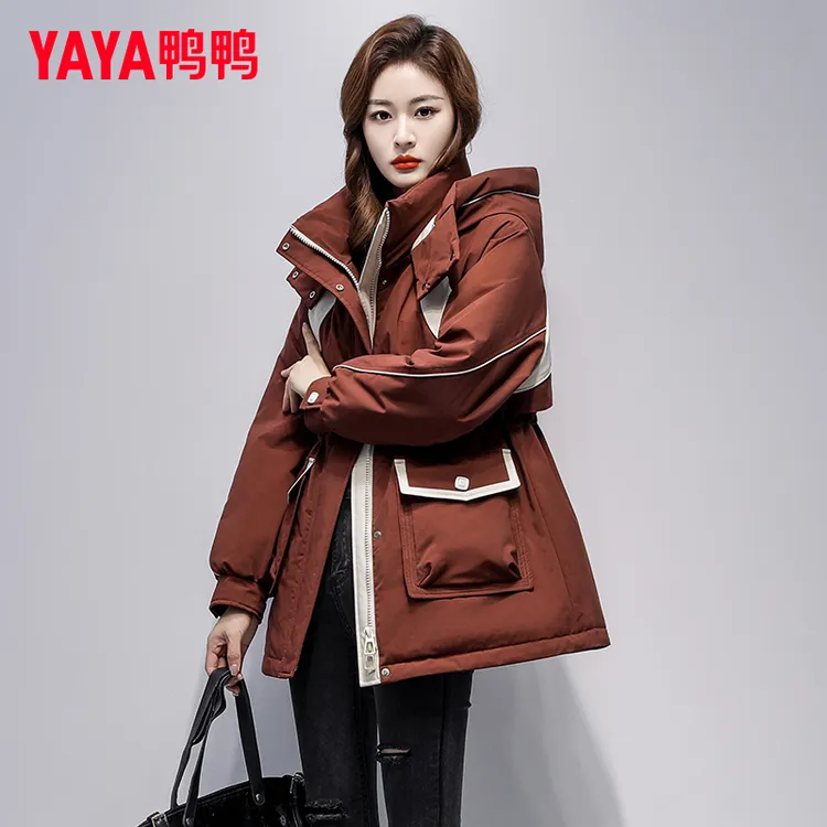 YAYA/鸭鸭羽绒服女24年设计师新款百搭派克潮流时尚冲锋休闲外套