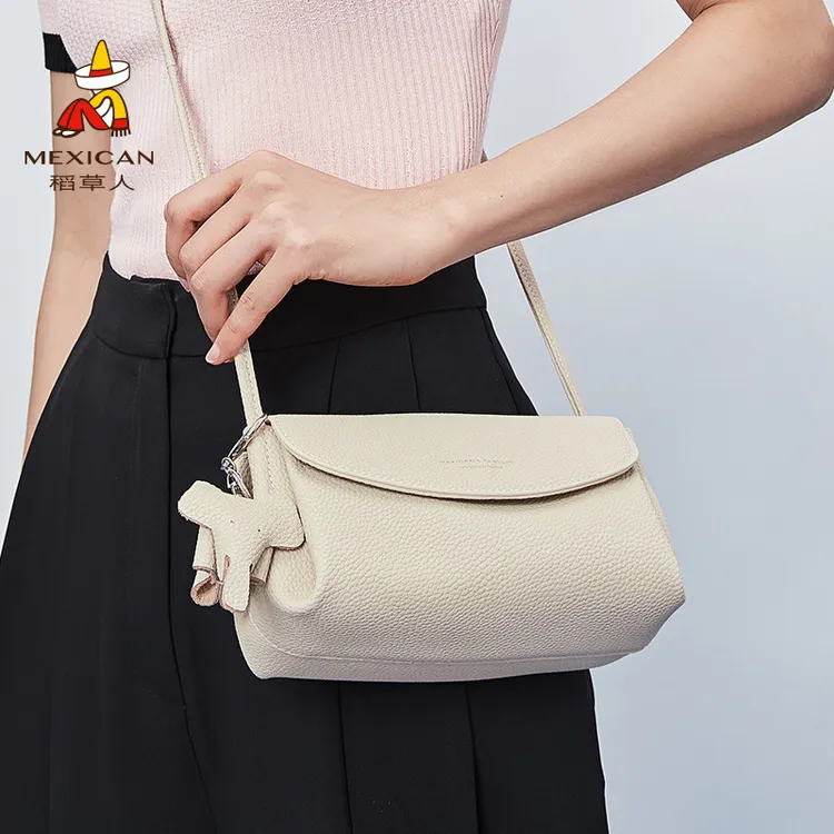 稻草人包包2025新款时尚气质单肩小包真皮百搭流行斜挎包小众女包