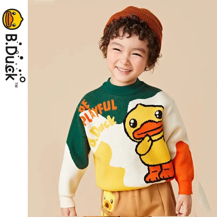 B.Duck小黄鸭童装男童宝宝毛衣针织衫冬季儿童保暖毛衫BF5312043A