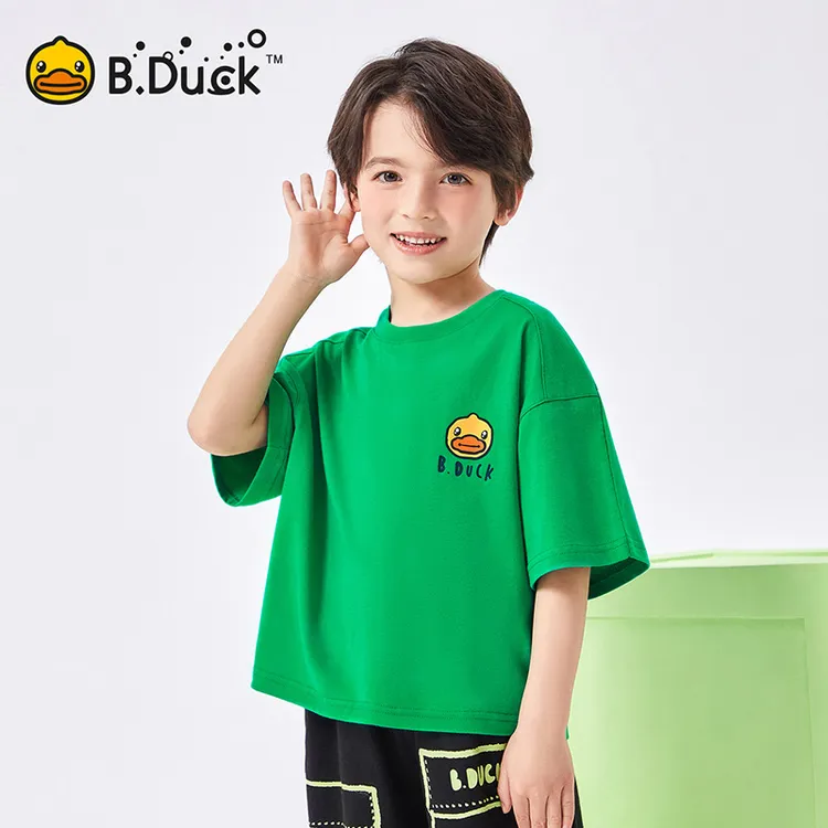 B.Duck小黄鸭童装男童短袖T恤夏季新款女童宽松半袖上衣BF2501050