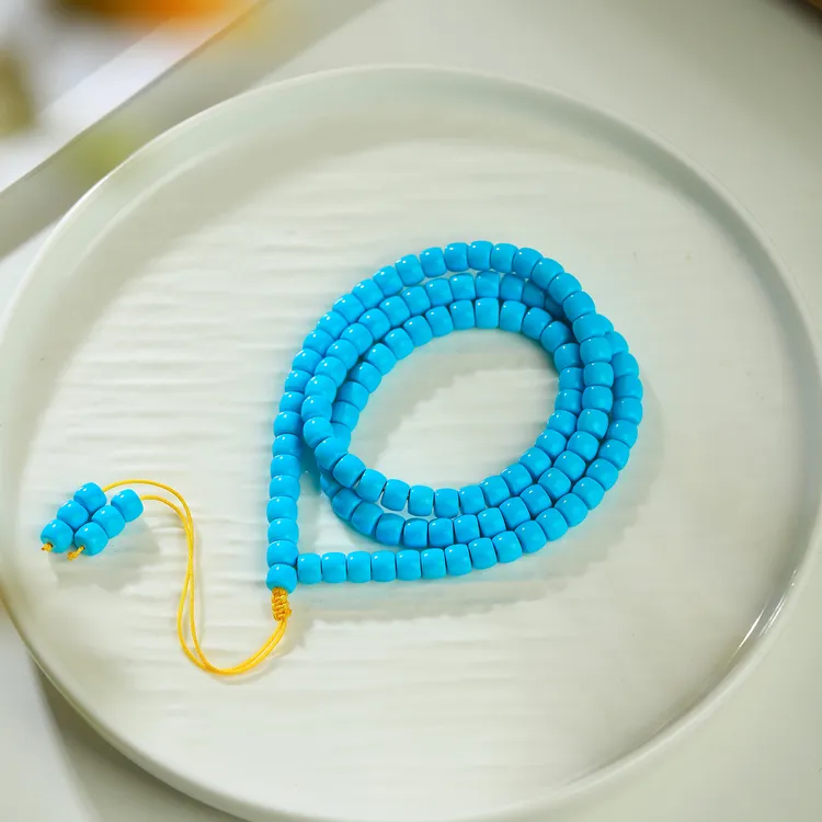 【洁净无尘】C128•精工瓷高蓝色直切老型珠项链多圈散配珠时尚饰品