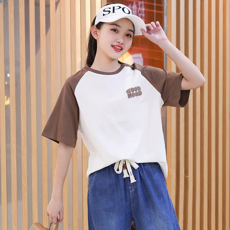 女童短袖T恤夏款2024夏季中大童儿童时尚百搭上衣12-15岁学院风潮