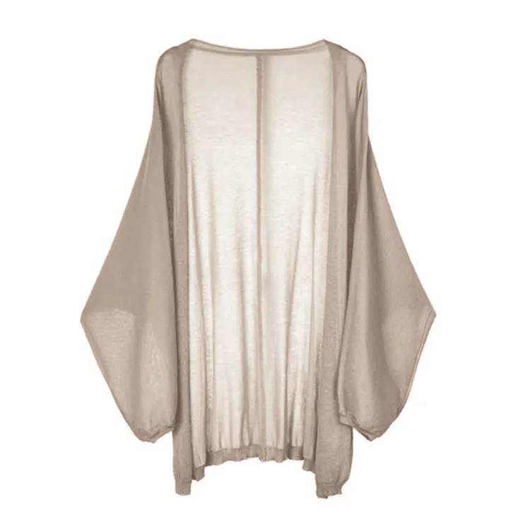 韩版复古冰丝针织长袖防晒女夏季轻薄宽松薄款百搭开衫披肩上衣