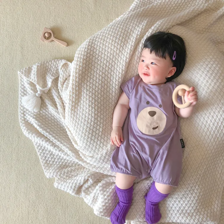 夏季ins风婴儿连体哈衣薄款卡通印花宽松外出宝宝爬服