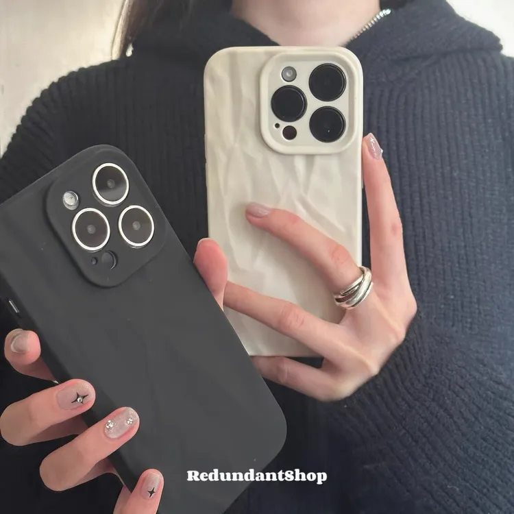 奥菲顿ins纯色肤感褶皱适用iPhone16/15promax苹果13手机壳14/12x