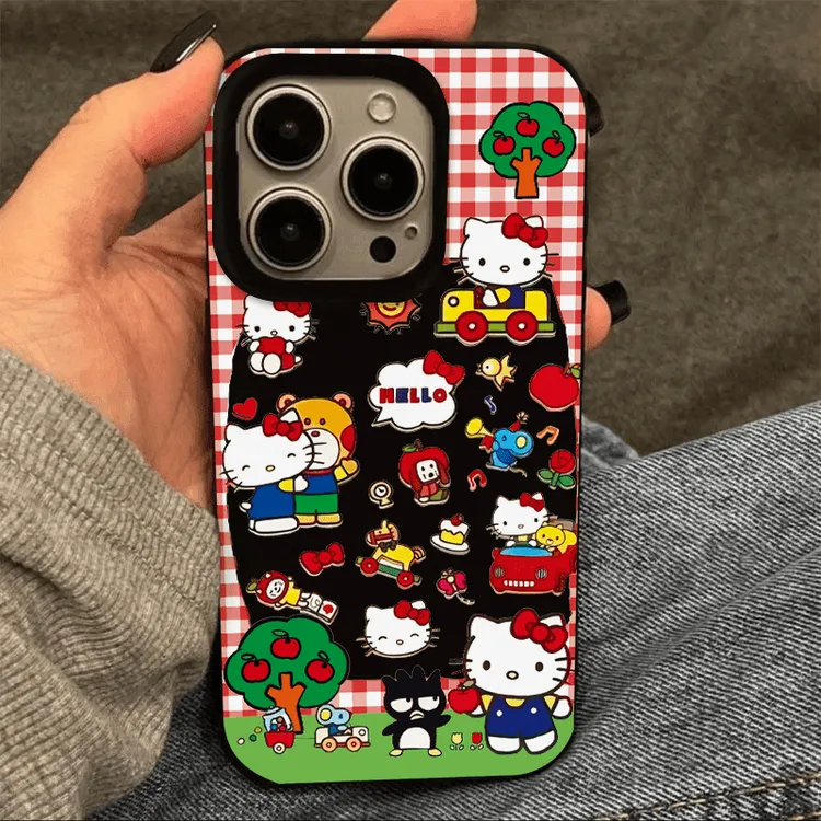 奥菲顿红格纹多个凯蒂适用iPhone17/16pro果冻15手机壳14苹果13套
