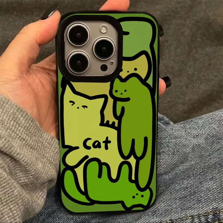 奥菲顿绿色猫咪森林适用iPhone15果冻14手机壳华为vivo小米oppo套