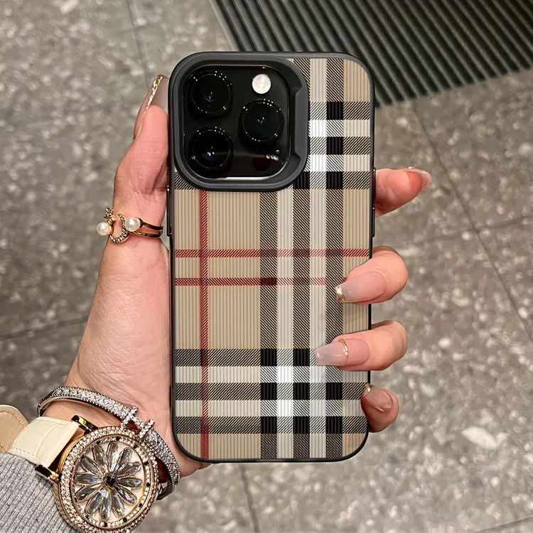 奥菲顿简约格子纹适用iPhone15/14promax手机壳11苹果13/12磨砂套