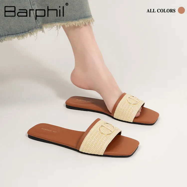 BARPHIL凉拖鞋女2025夏季新款防滑时尚法式平底一字拖外穿高级感