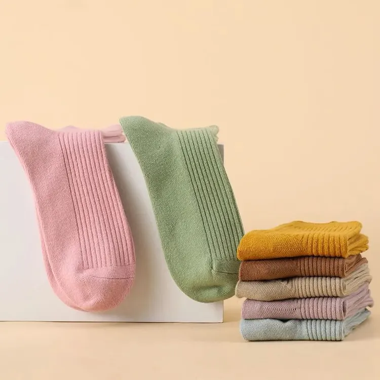 双针女生加厚纯色ins保暖日系韩版百搭防臭运动春秋堆袜