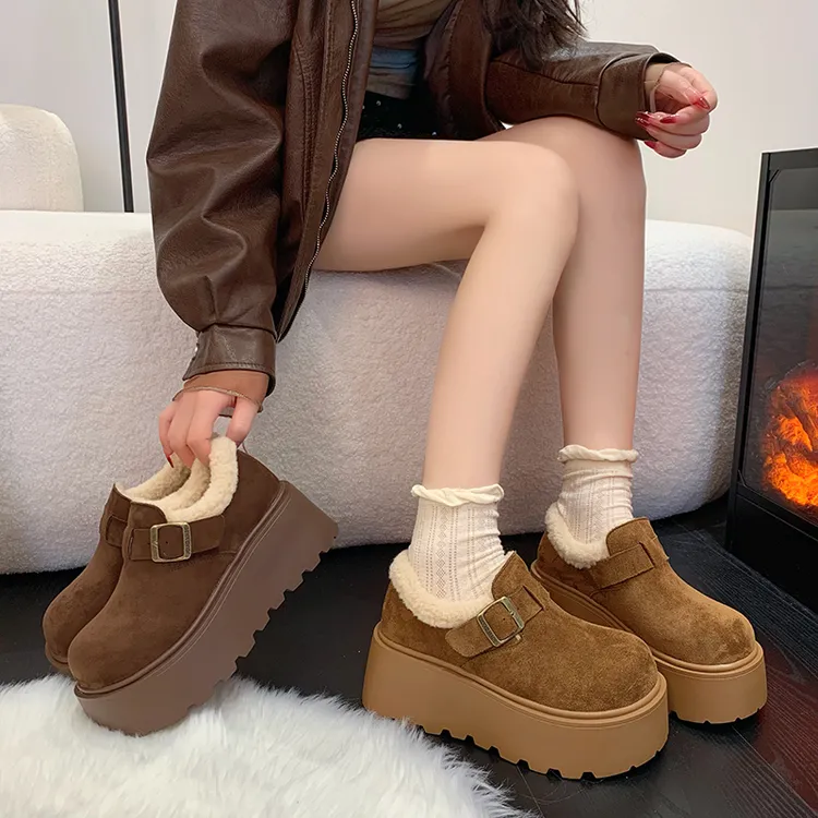 小个子厚底增高勃肯鞋女2025新款一脚蹬女鞋春秋磨砂复古乐福鞋