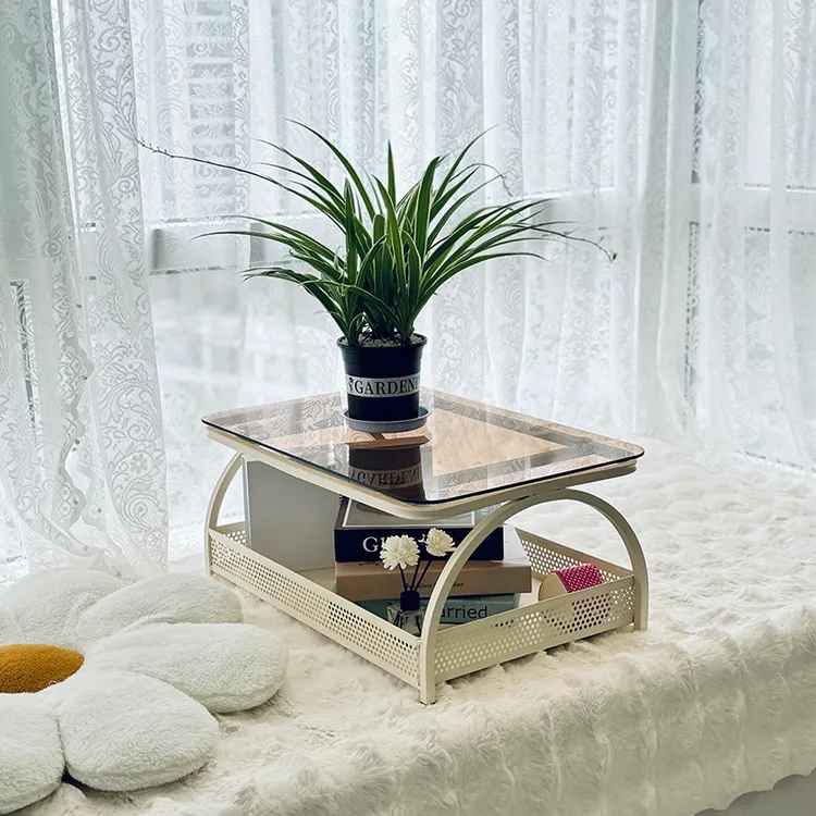 飘窗小桌子卧室家用榻榻米玻璃小茶几网红奶油风床上桌学习小矮桌