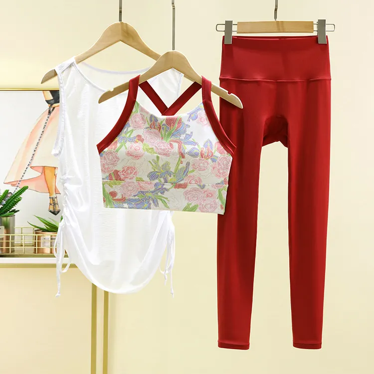 2025新款印花性感瑜伽服套装女夏季薄款高强度普拉提健身服套装
