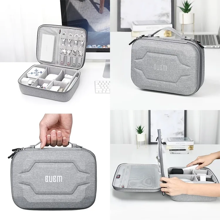 BUBM大容量数码收纳包充电器电源数据线收纳盒硬壳平板数码整理包