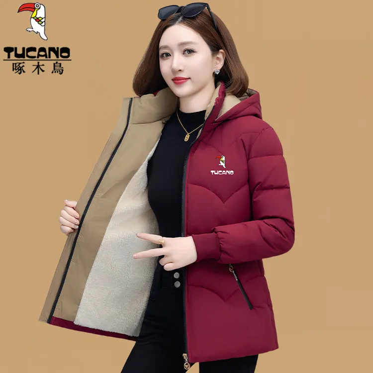 啄木鸟棉衣女冬季2025新款冬装加绒棉袄中年妈妈洋气减龄棉衣外套