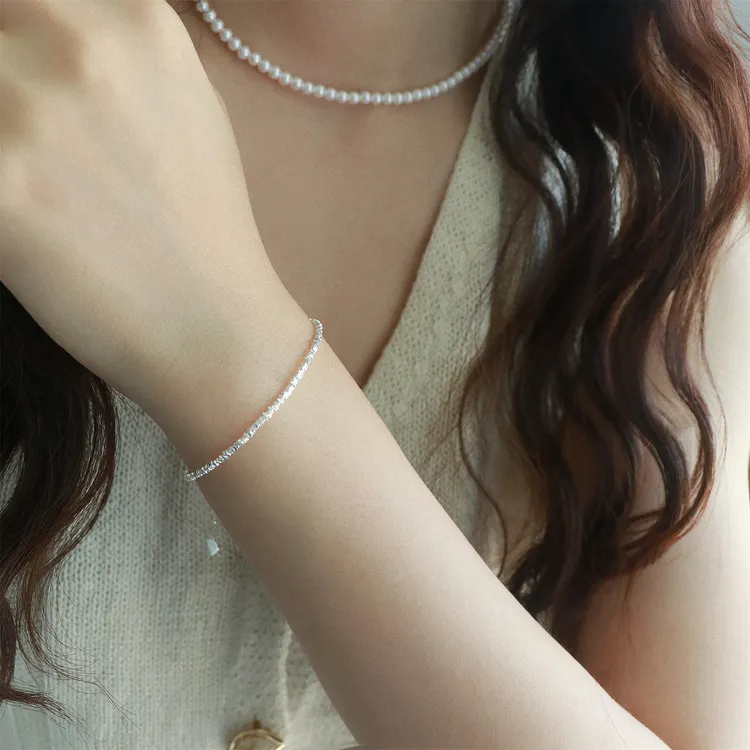 因缺斯汀饰品 925银手链 【碎银子】s925通体纯银碎银手链简约百搭